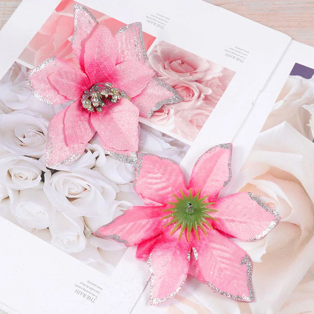

15 Pcs Christmas Flower Decoration Artificial Flowers Indoor Decorations for Party Wreath Fake Plastic Simulation Xmas Trees