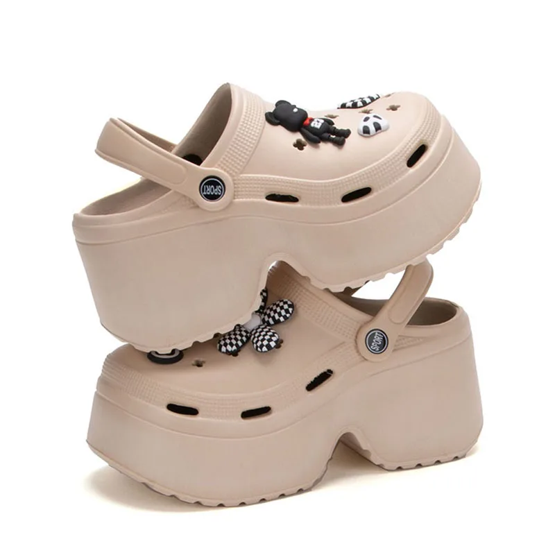 Women Chunky Platform Sandals 2024 Summer Soft Thick Sole Diy Clogs Garden Shoes Woman Closed Toe Non-Slip Beach Slides Sandals