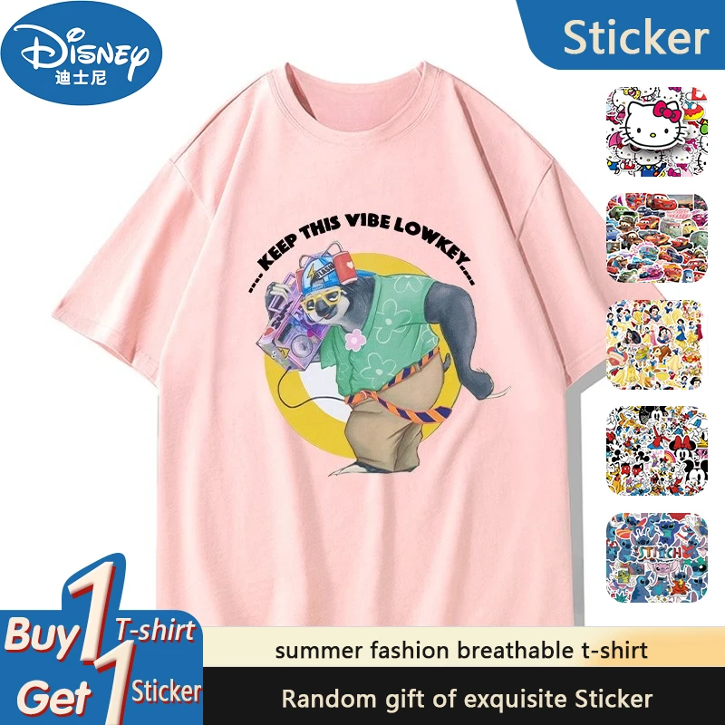 

Disney Crazy Animal City Joint Short-sleeved Tshirt Men's 2025 New Trendy Brand Half-sleeved Summer Short Popular Clothes Casual