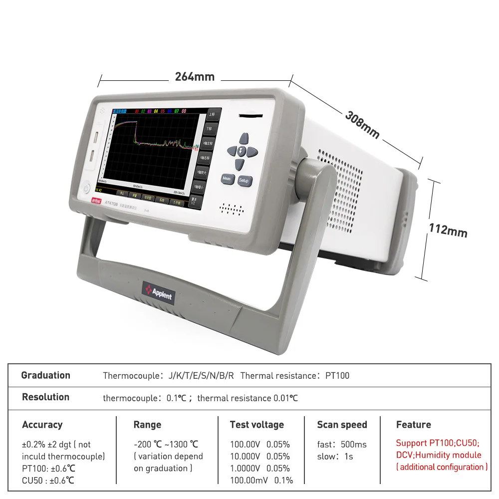 AT4724V 24 CHANNEL SUPPORTING PT100 HEAT RESISTOR MULTI-CHANNEL TEMERPATURE METER TESTER DATA LOGGER