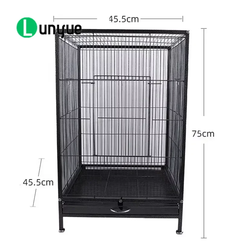 Large Black Wire Breeding Bird Parrot Cage with Wheels Custom Size ODM Durable Metal Aviary for Home Garden Pet Housing