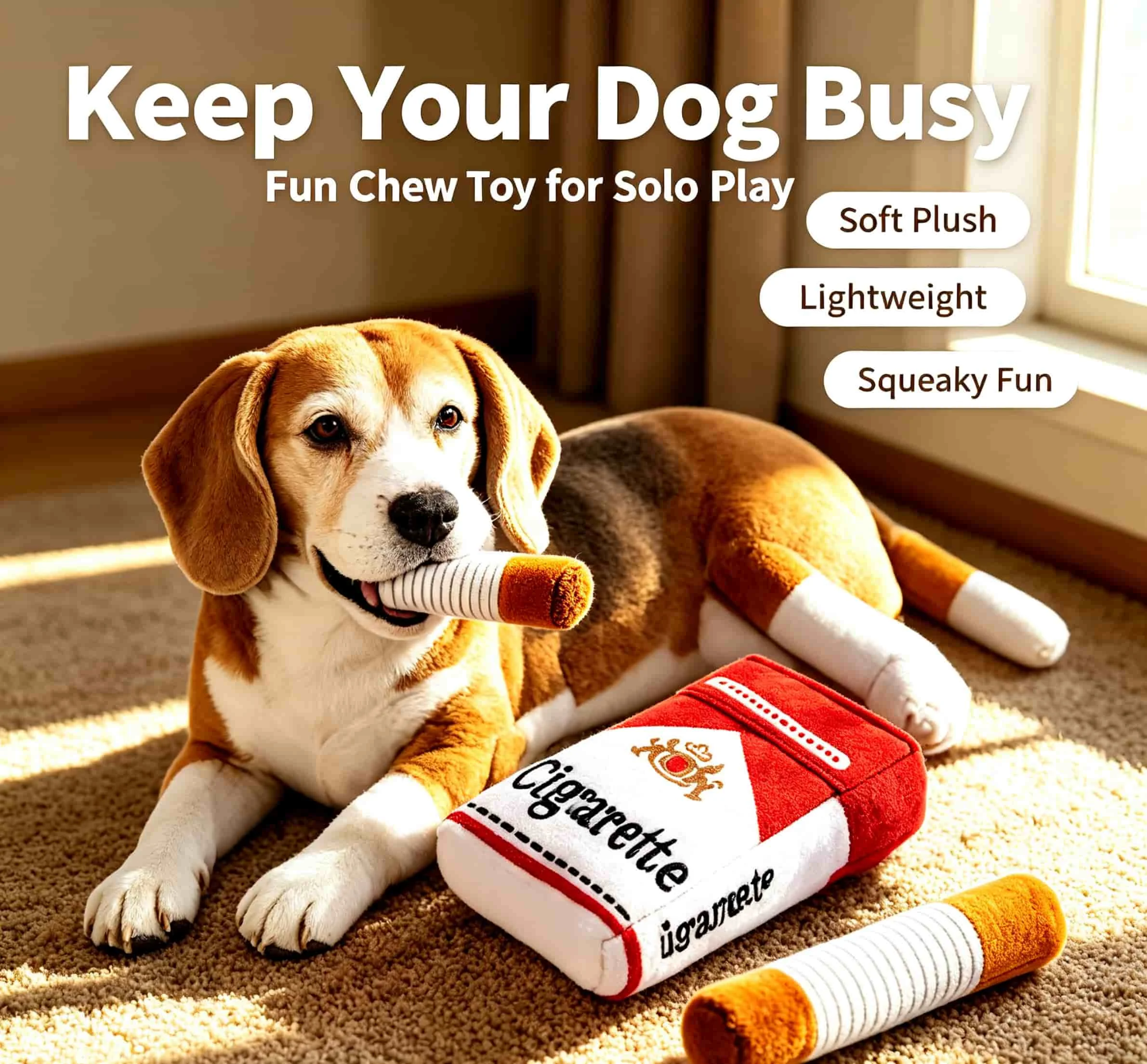 Funny Cigarette Pet Toy for Dogs - Unique Design to Entertain & Distract, Helps Reduce Destructive Behavior