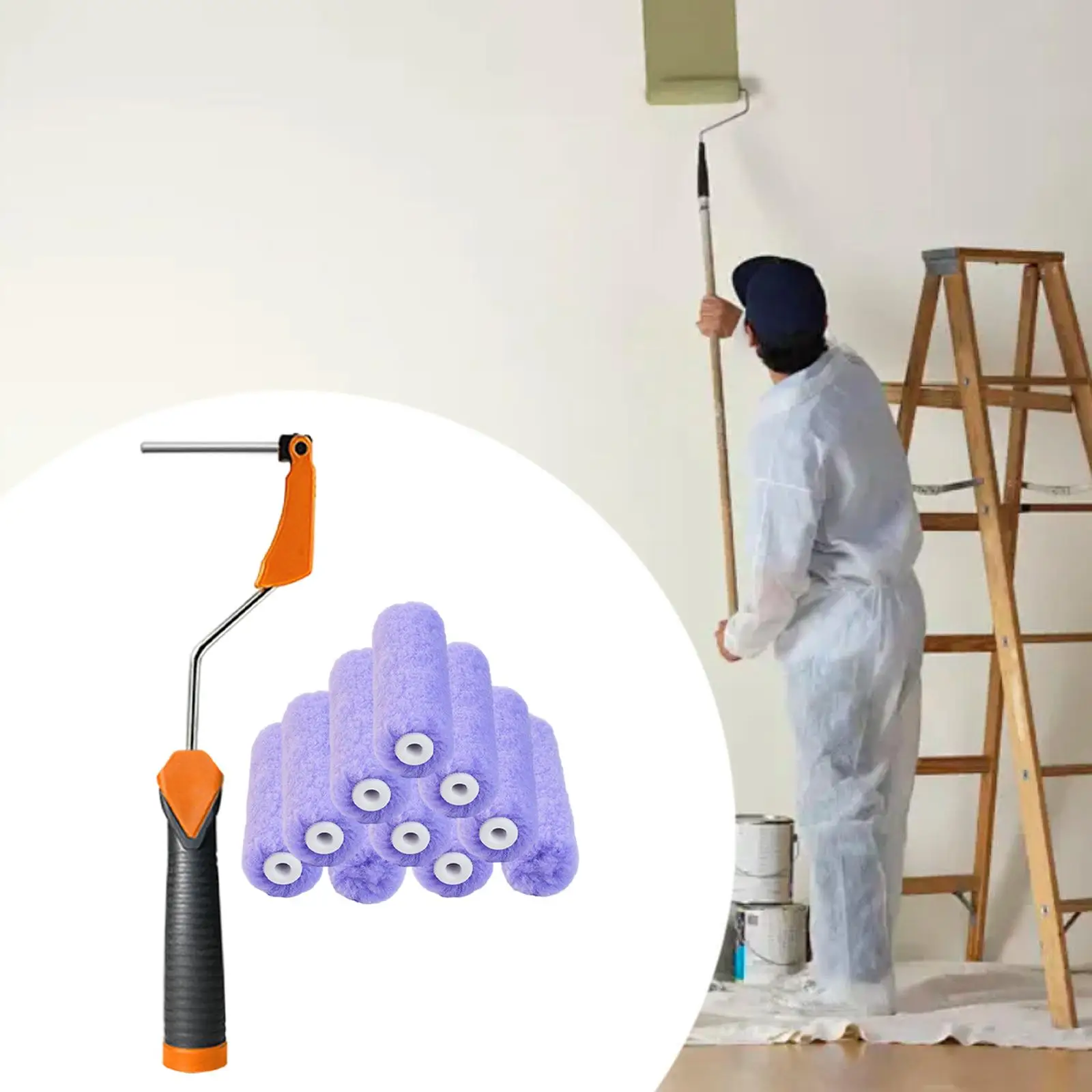 

4 Inch Paint Roller Frame Easy to Use Durability Supplies for Wall House