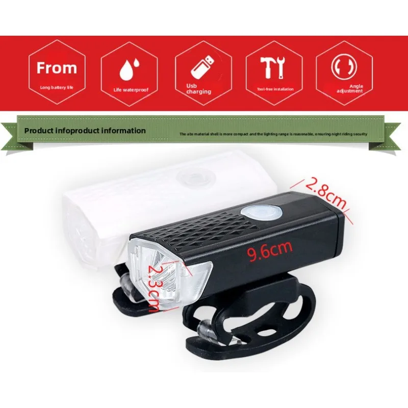 Mountain Bike Accessories Headlights USB Rechargeable LED Headlight Water Resistant Outdoor Equipment Night Safety Warning Light