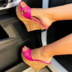 Ronticool Fashion Womens Summer Mules Sandals Comfort Wedges High Heels Open Toe Gorgeous 9 Colors Party Shoes US Plus Size 5-20