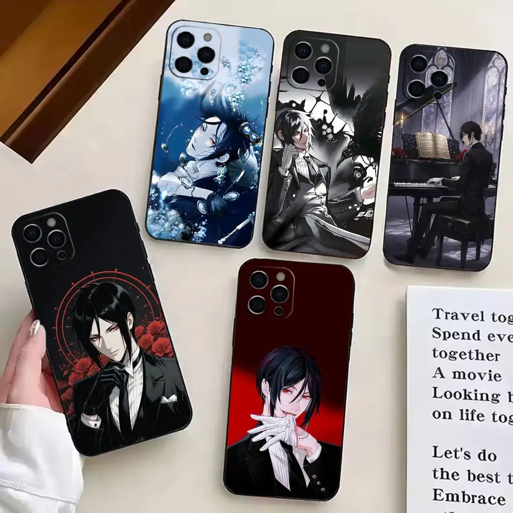 

Anime Black Butler Sebastian Phone Case For iPhone17,16,15,14,13,12,11 Plus,Pro Others Soft Black Cover