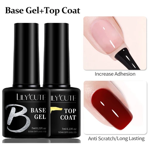 LILYCUTE 7ml Base Nowipe capa superior Soak Off UV LED Gel de refuerzo de esmalte de uñas barnices de Gel multifunción semipermanentes