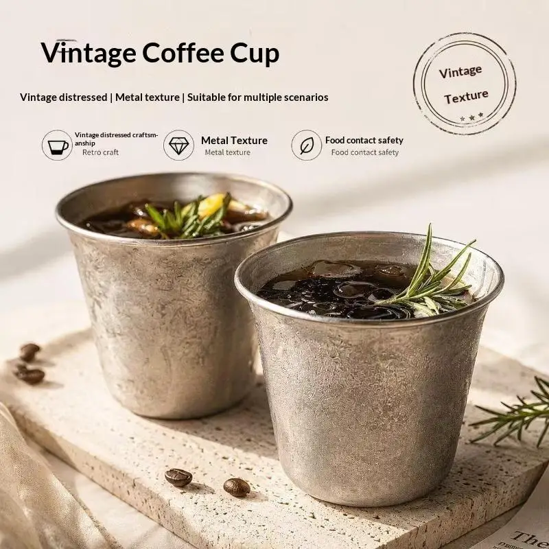Stainless Steel Coffee Mug 300ML Retro Style Cup Travel Tumbler Coffee Jug Milk Tea Cups Office Beer Mugs Cold Drinks Drinkware