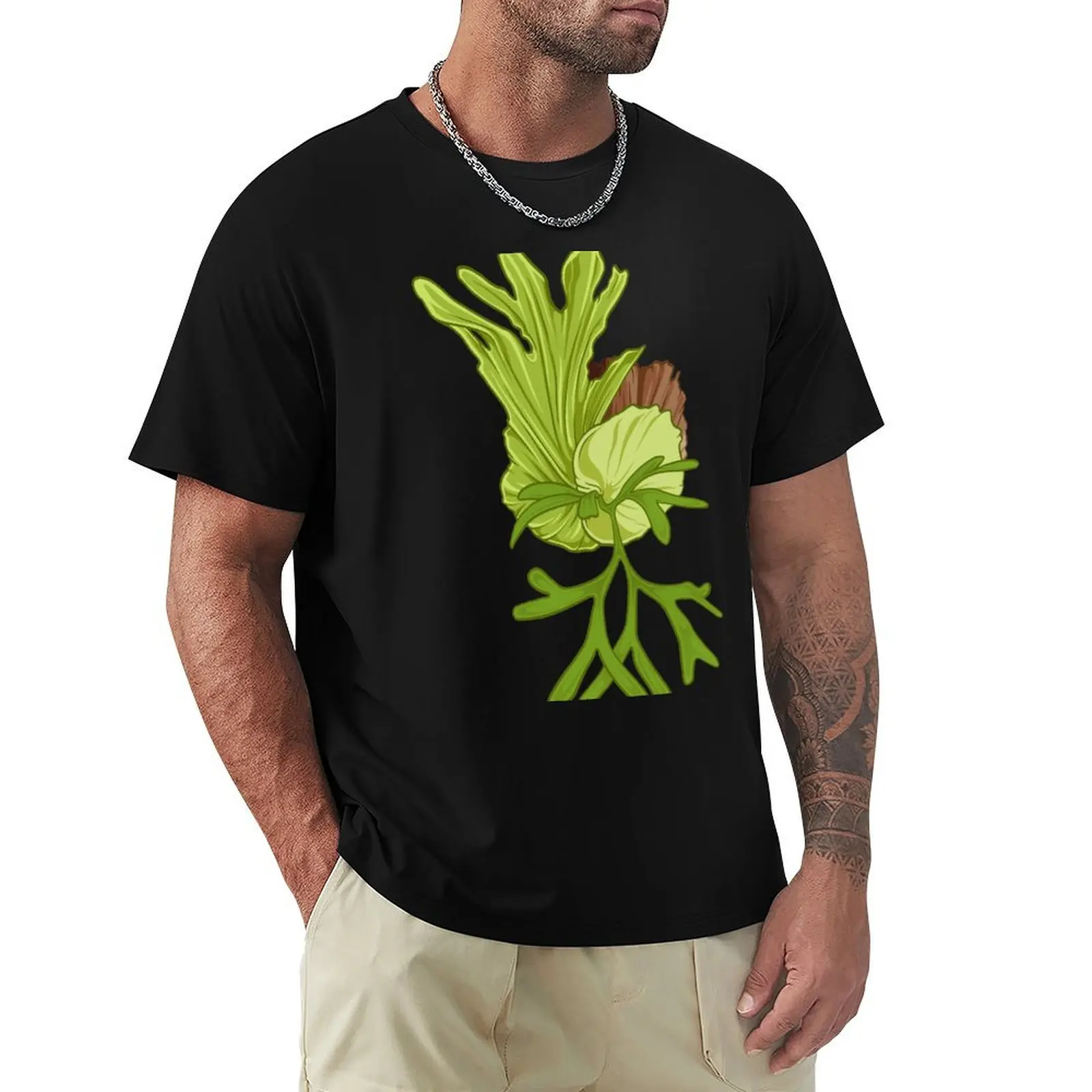 Ilustración de helecho de cuerno de ciervo - Platycerium coronarium Camiseta de talla grande para exteriores, informal