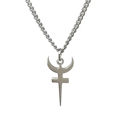 Hades Symbol Necklace Religious Trident Pendant Stainless Steel Ancient Greek Amulet Necklace Perfec Gift for Sailors Chain 24''