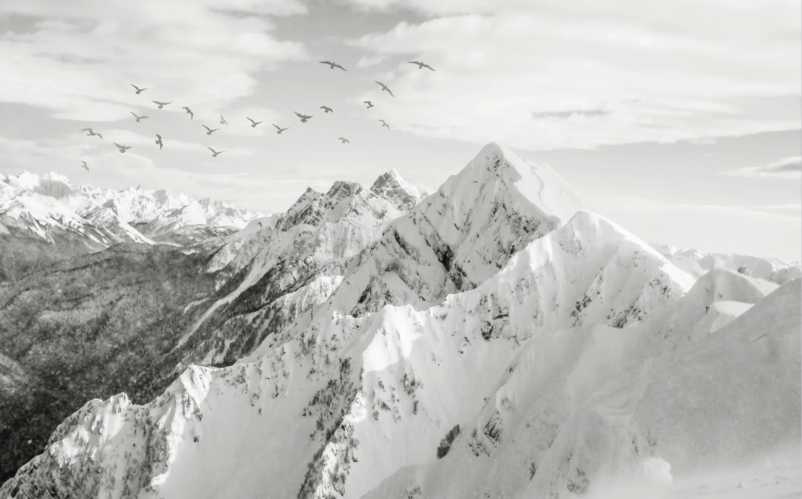 Formato personalizzato 3d carta da parati Neve Montagna foresta paesaggio murale decorazione della casa Foresta di pino lago acqua cielo blu nuvola bianca murale