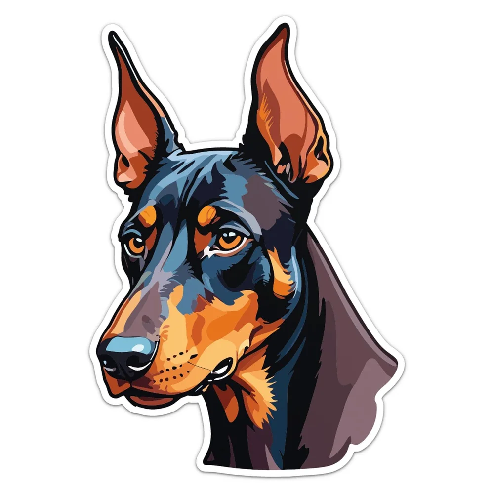 Funny Doberman Pinscher Dog Vinyl Car Sticker Self Adhesive Decal for Car Bumper and Toolbox Creative Car Decor