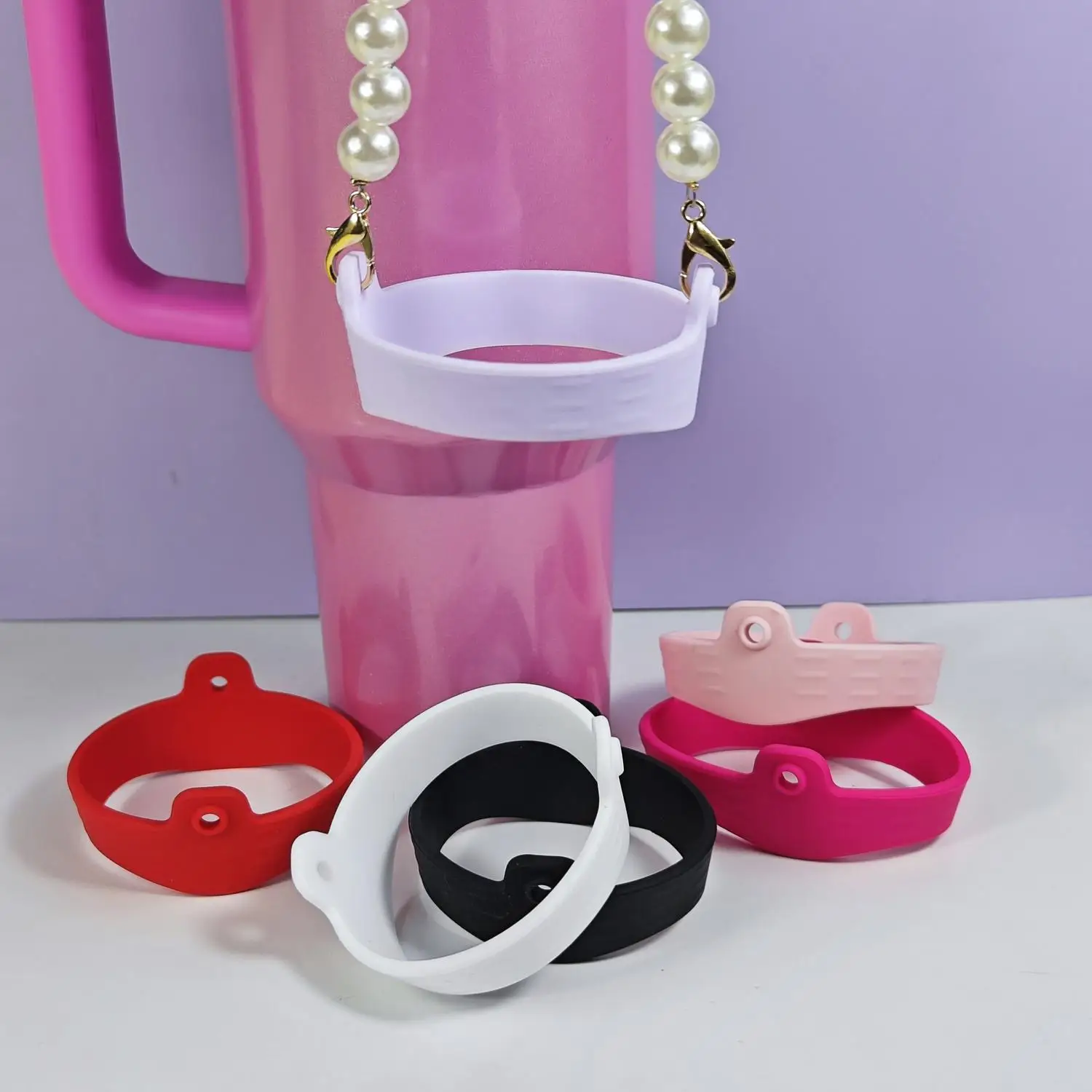 Stanley Tumbler Handle Accessory Elastic Silicone Lanyard Loop Portable Fixed Carry Holder Hot-Selling Essential for Tumbler Use