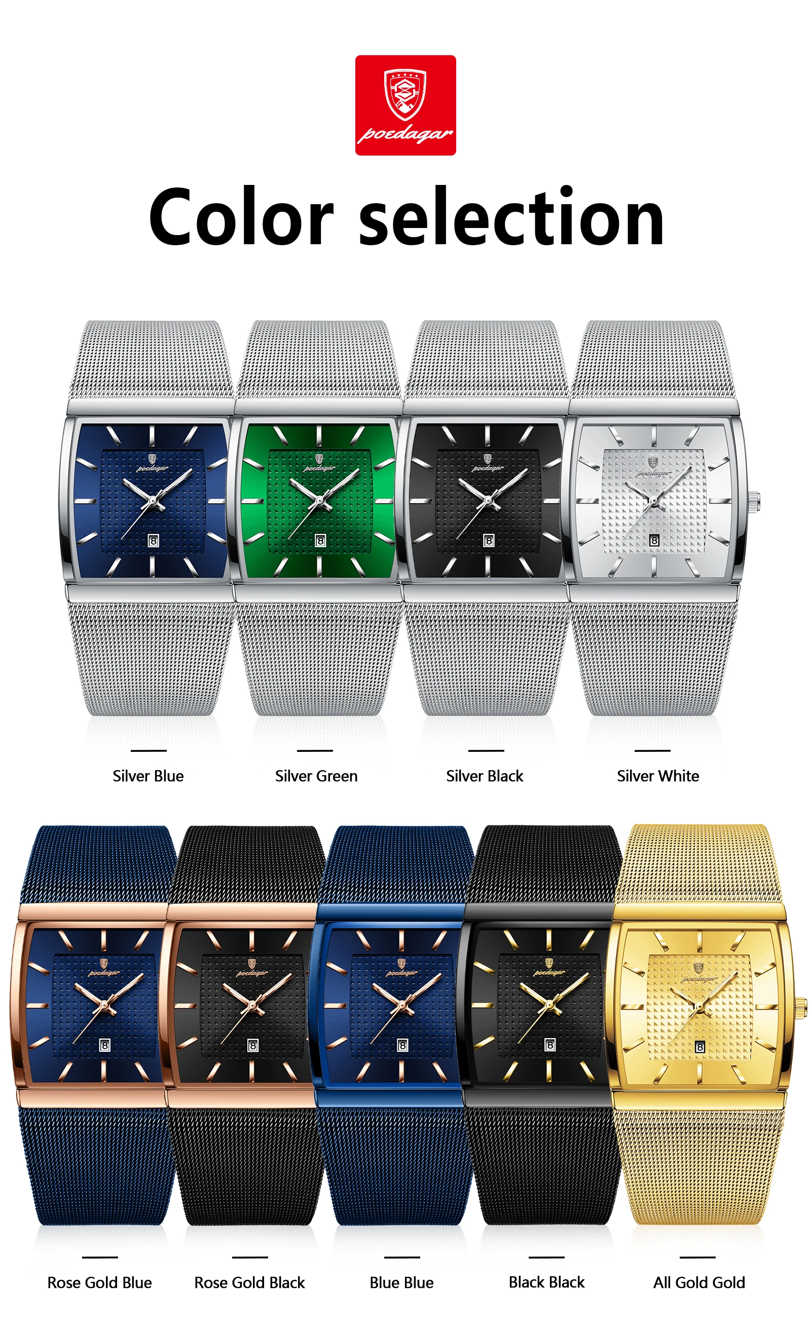 POEDAGAR Top Luxus Männer Armbanduhr Wasserdicht Leucht Edelstahl Mesh Datum Mann Uhr Mode-Business Quarz herren Uhren – Detail 8
