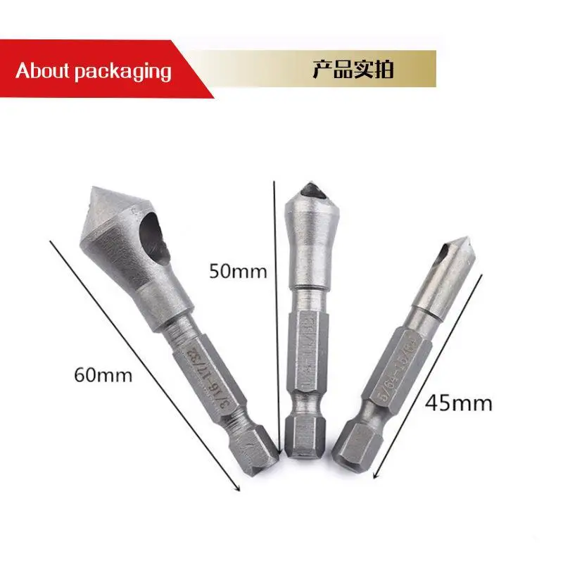 Imagem -05 - Aço Escareador Rebarbação Broca Buraco Cônico Cortador Aço Alumínio Cabeça Escareada Chanfradura Ferramentas Metal Broca Kit Peças de