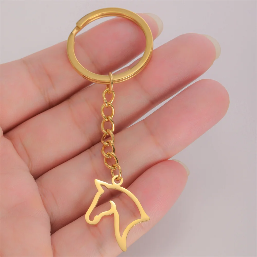 My Shape Horse Head Keychain Stainless Steel Animal Key Ring for Car Backpack Fashion Jewelry Gifts for Horse Lover Horse Race image 2