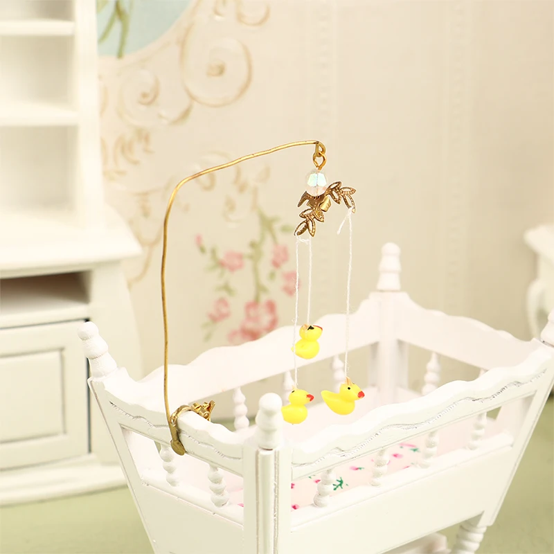 1:12 Dollhouse Miniature Ducking Pendant Hanging Ornament Baby rattles crib bed bells movable bed bells room hanging decoration