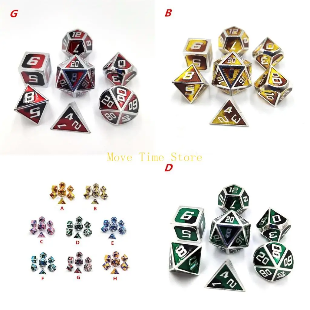 

92ME Metal DND Set 7Pcs Ancient Copper Metal Polyhedral RPG Tabletop Accessory