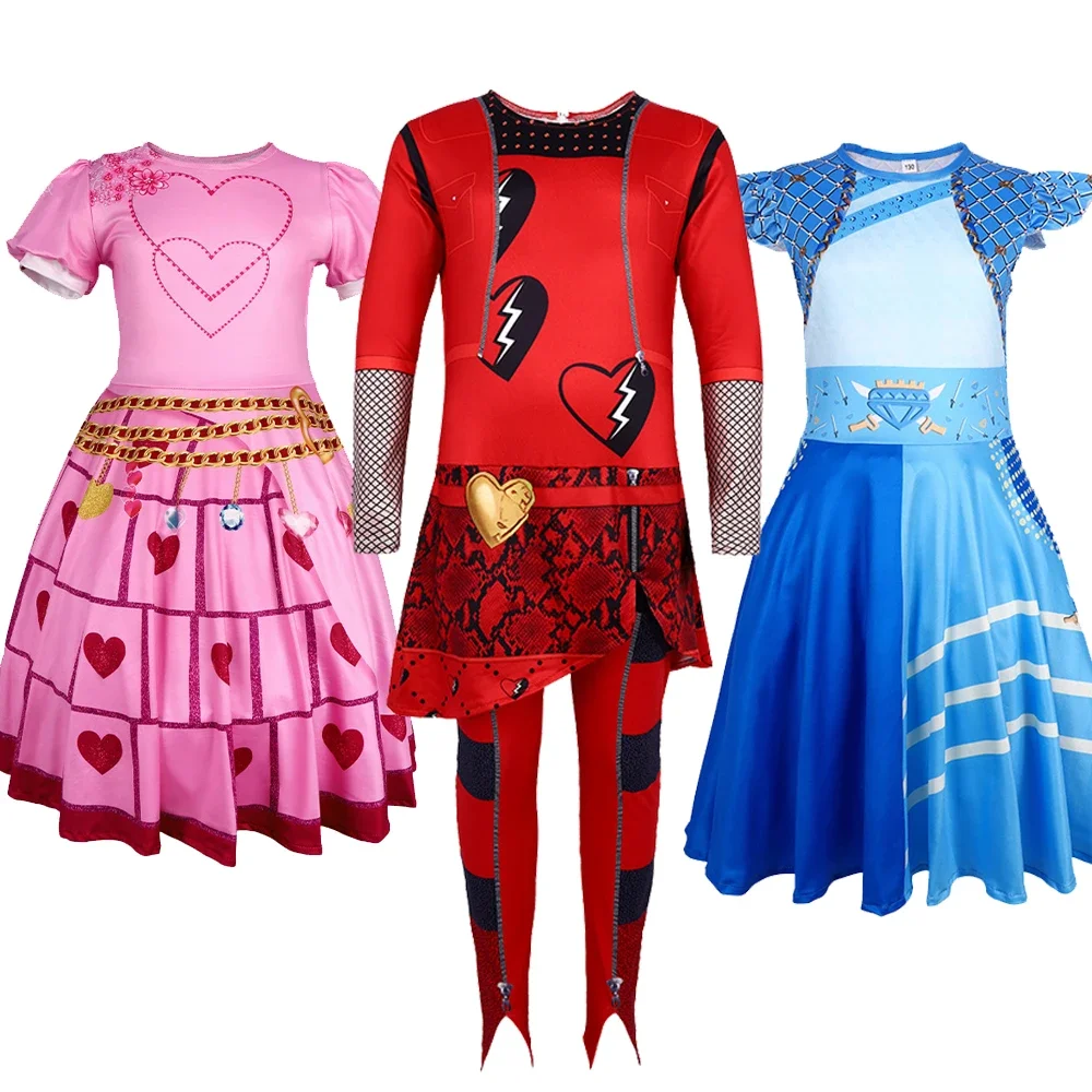 Movie Descendants: The Rise of Red Dress Cosplay Costume Red Chloe Girl Skirt Halloween Costume Performance Costume