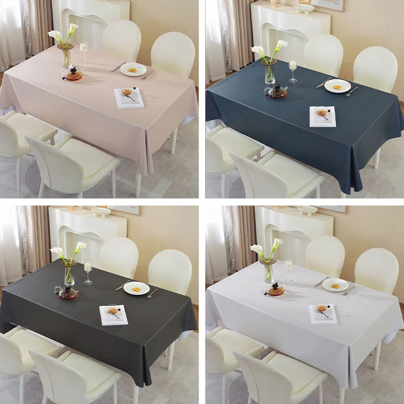 Oilproof Tablecloth Waterproof Mat Solid Color Table Cloth Rectangle Catering Kitchen Table Home Decoration