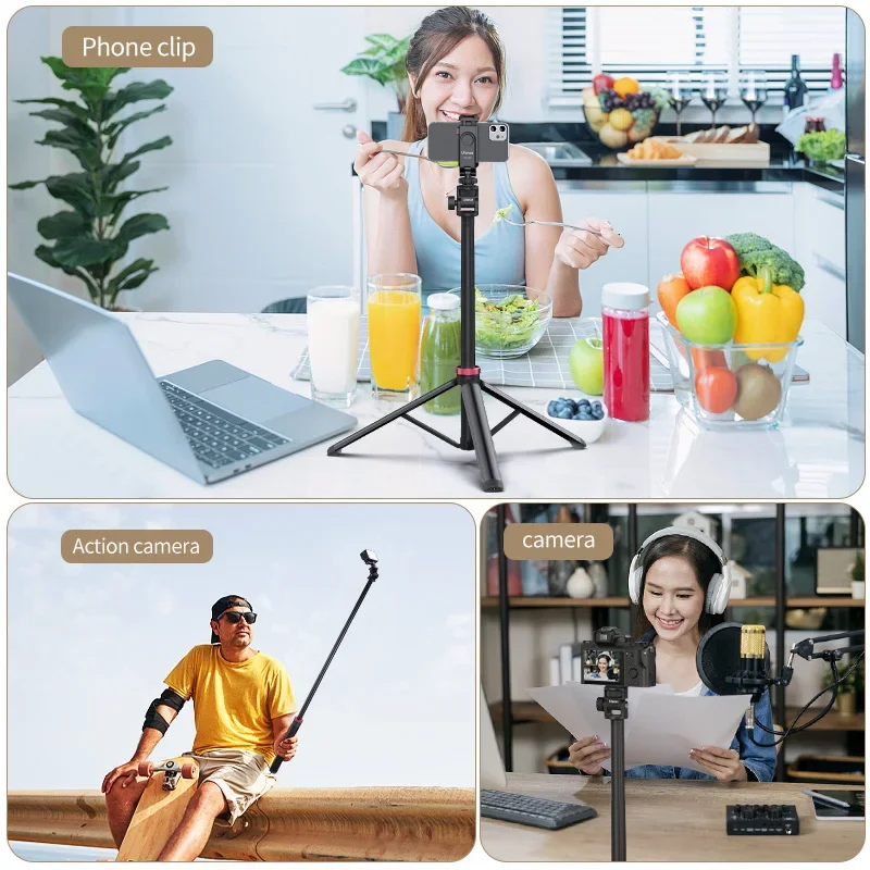 Ulanzi MT-79 Light Stand Portable Tripod Stand Handheld Cob Light Aluminum Alloy 2M Light Stand for Phone Clip Action Camera