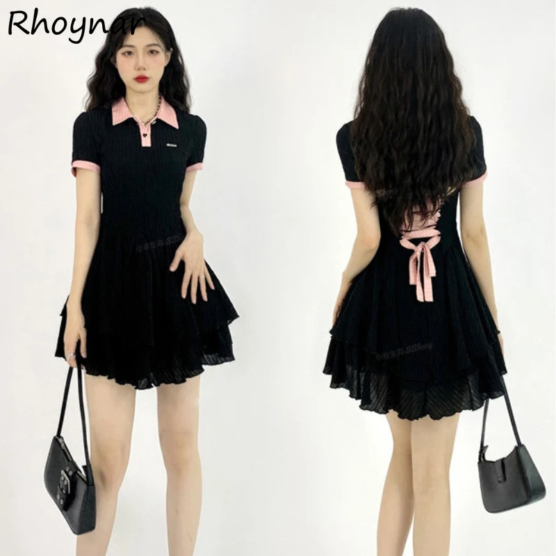 

Short Sleeve Dress Women Bandage Mini Sweet Sexy Design Girlish Fashion Casual Streetwear Y2k Kawaii Holiday Preppy Ulzzang Ins