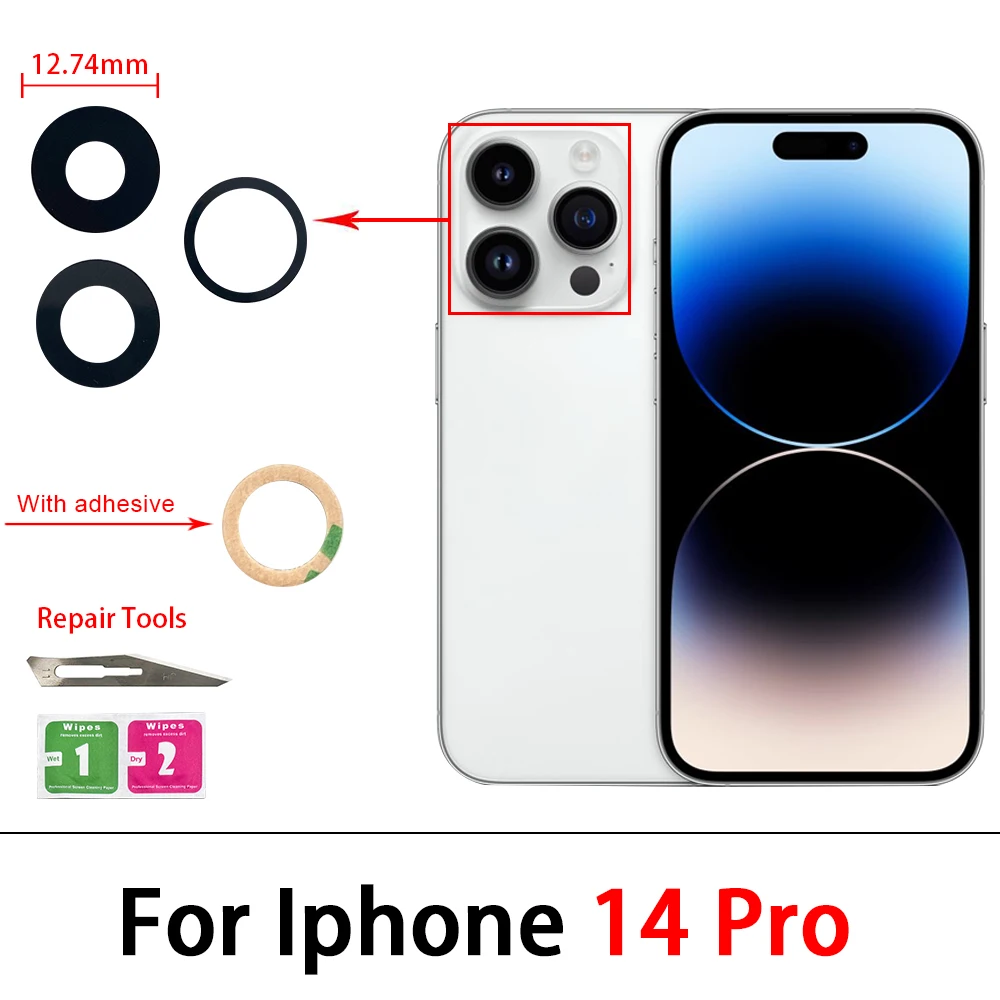 Camera Glass Lens Back Rear Camera Glass Lens with Glue Replacement Repair Spare Parts For IPhone 11 Pro Max 14 Plus 13 12 mini