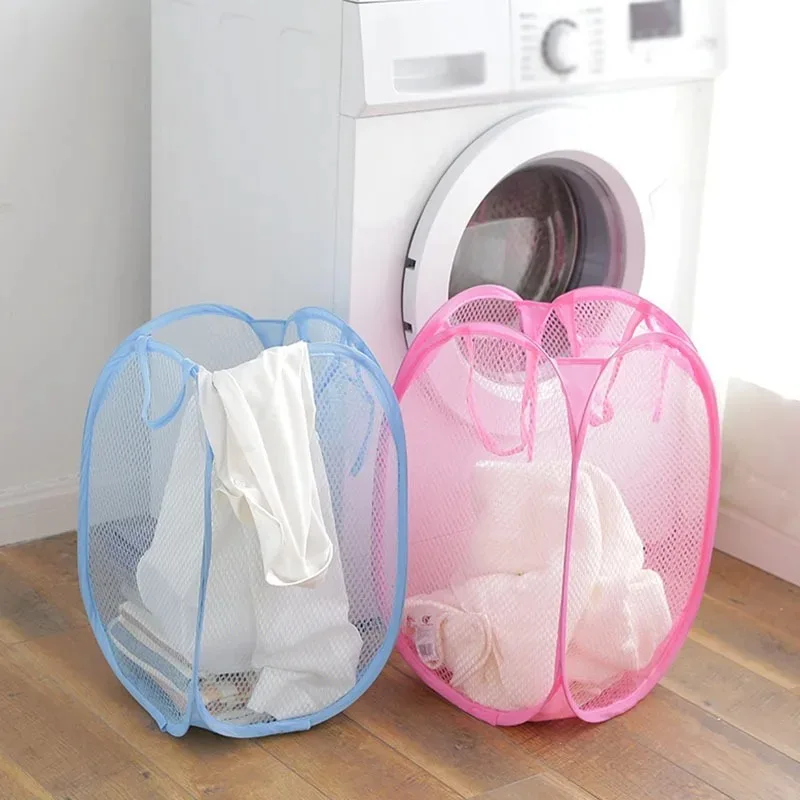 Mesh Laundry Basket Foldable Small Dirty Storage Basket Livingroom Bedroom Change Clothes Basket Portable Business Travel