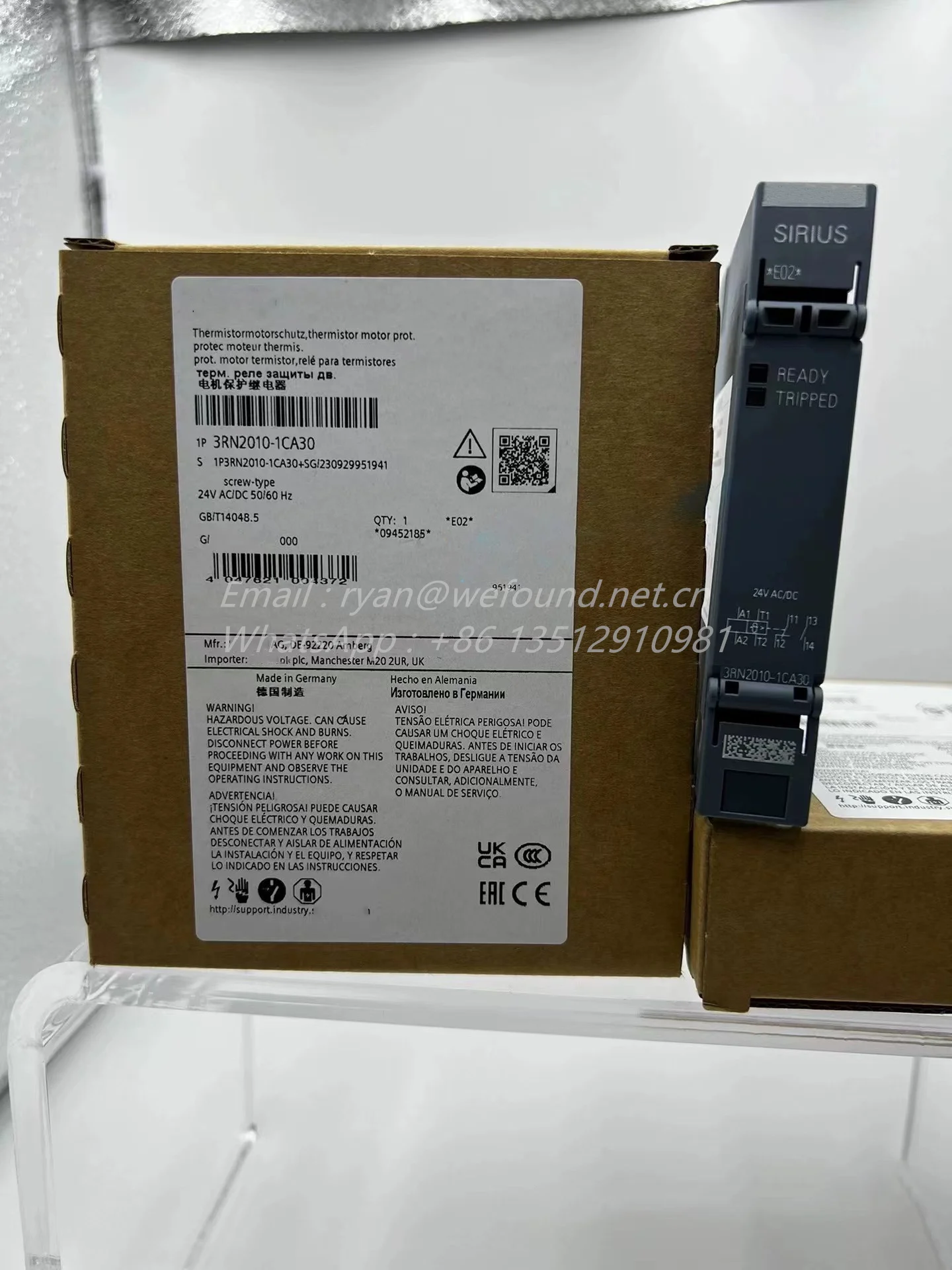 

3RN2010-1CA30 для реле защиты двигателя с термистором SIEMENS