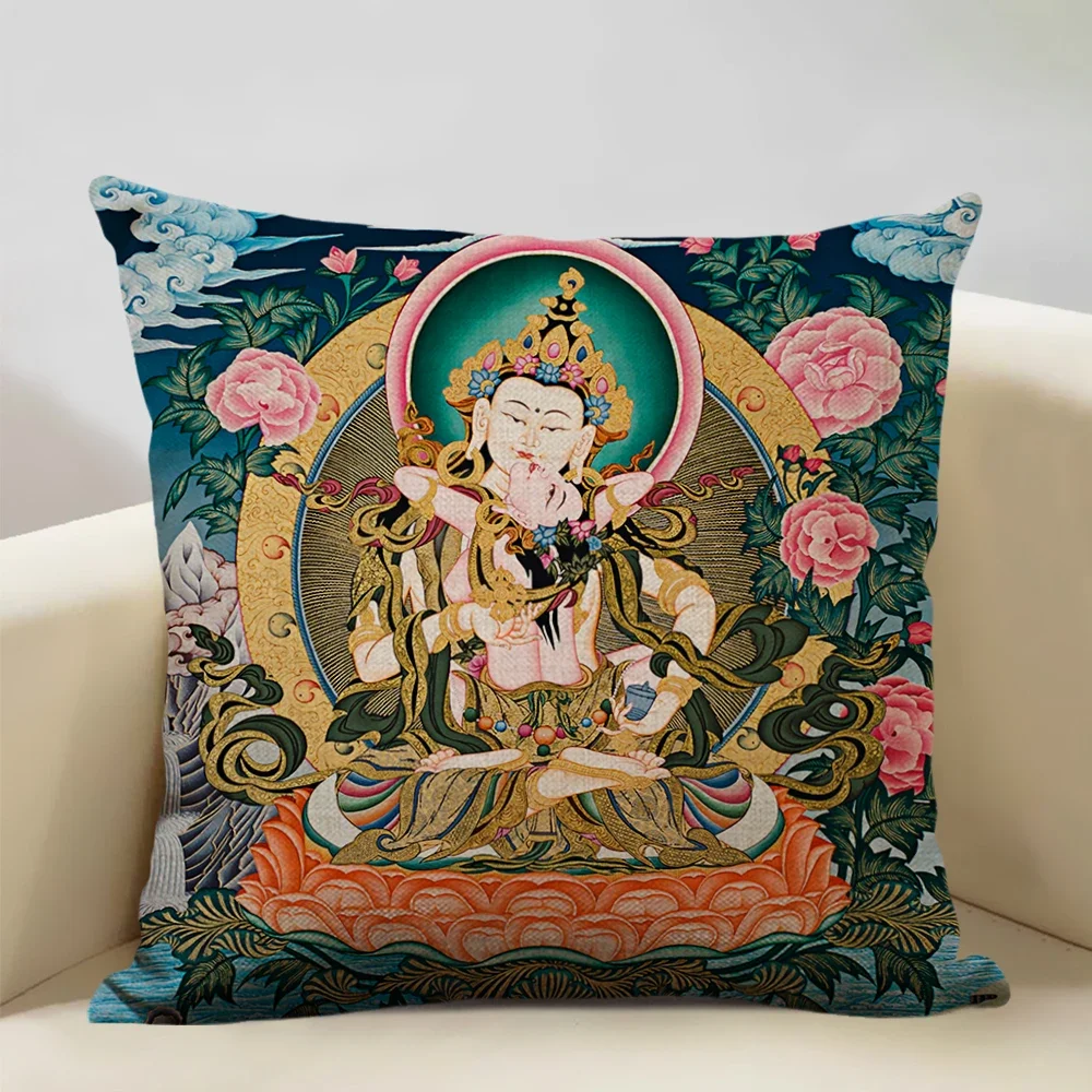 أريكة Kissen Abdeckung Leinen Kissen Fall Religiöse Kultur and Kunst Muster 45X45CM Kissenbezug kwe Wohn Kultur