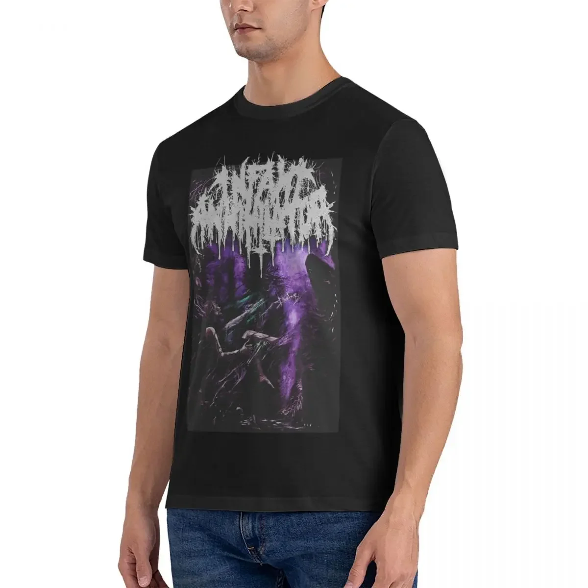 Infant Annihilator The Elysian Grandeval Galeriarch T-Shirt Men Brutal Deathcore Fashion Pure Cotton Tee Shirt O Neck Short