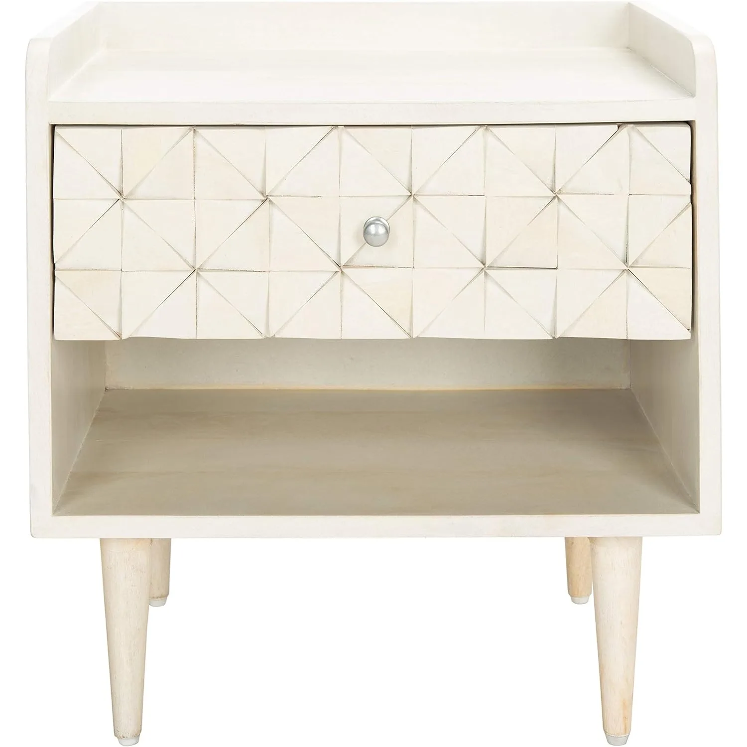 Safavieh Home Collection Zinnia White Wash and Silver 1-Drawer Nightstand