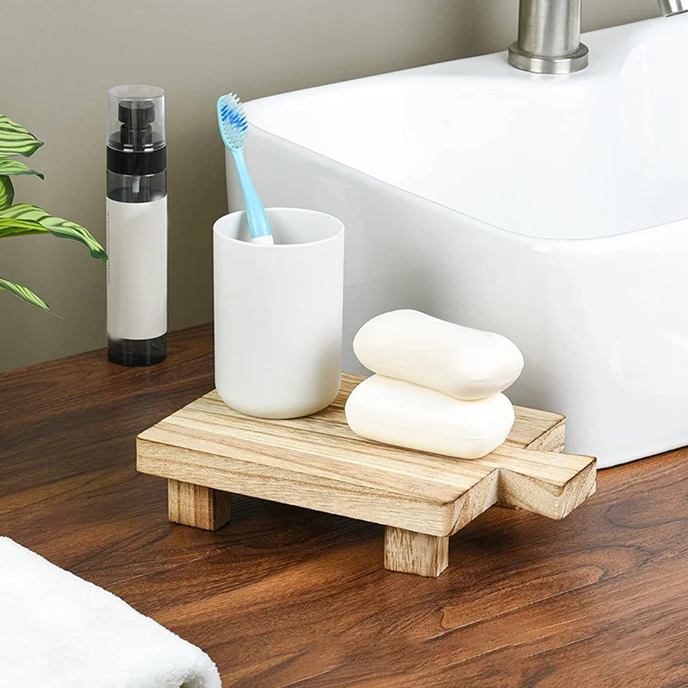 

Wooden Soap Tray for Home Kitchen Bathroom Retro Style Hollow Dish Holder Storage Rack Keeps Clean Dry Plant Stands