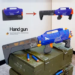 Manual Burst of Children's Toy Gun Continuous Firing Safe Soft Bullet Hand Guns for Boys Can Be Folded Kid Game Gifts