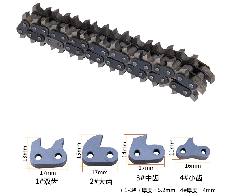 Cortador de Serra de Corrente para Máquina de Descascamento de Papel da Caixa do Descascador de Resíduos Pneumático Pequeno Duplo Médio Dente Grande 17 Linha Linha 2