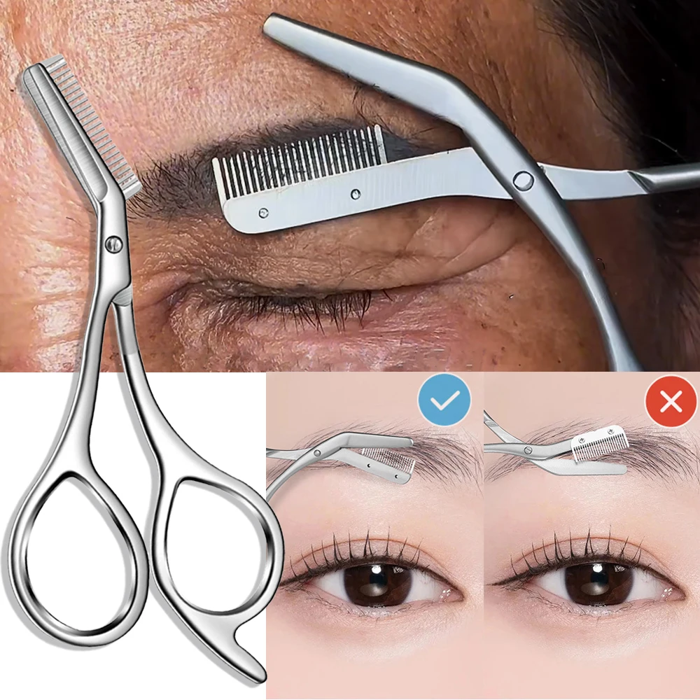 Tijeras recortadoras de cejas de acero inoxidable, herramienta de aseo de precisión para hombres y mujeres, cuchillo sin esfuerzo, herramienta de afeitadora de depilación, 1 ud.