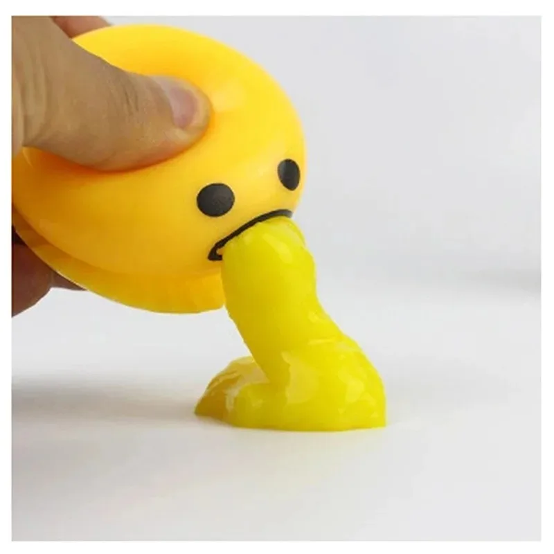 A-Novelty Gag Toy Practical Jokes Anti stress Vomiting Egg Yolk Lazy Brother Fun Gadget Squeezed Smiley face Creative Gift