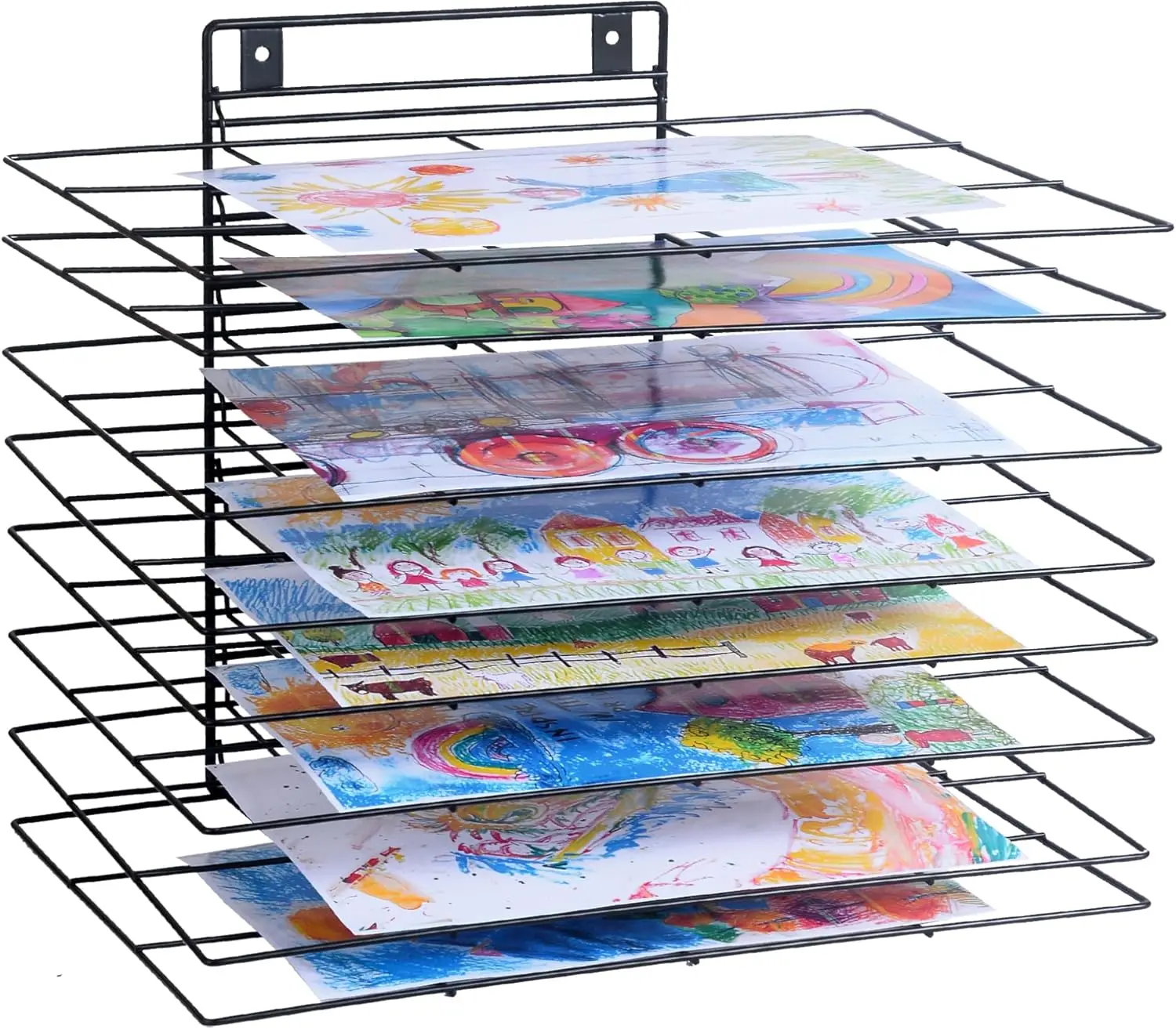 

Premium Iron Art Drying Rack with 8 Removable Shelves, Wall-Mounted Organizer for Classroom and Painting Storage