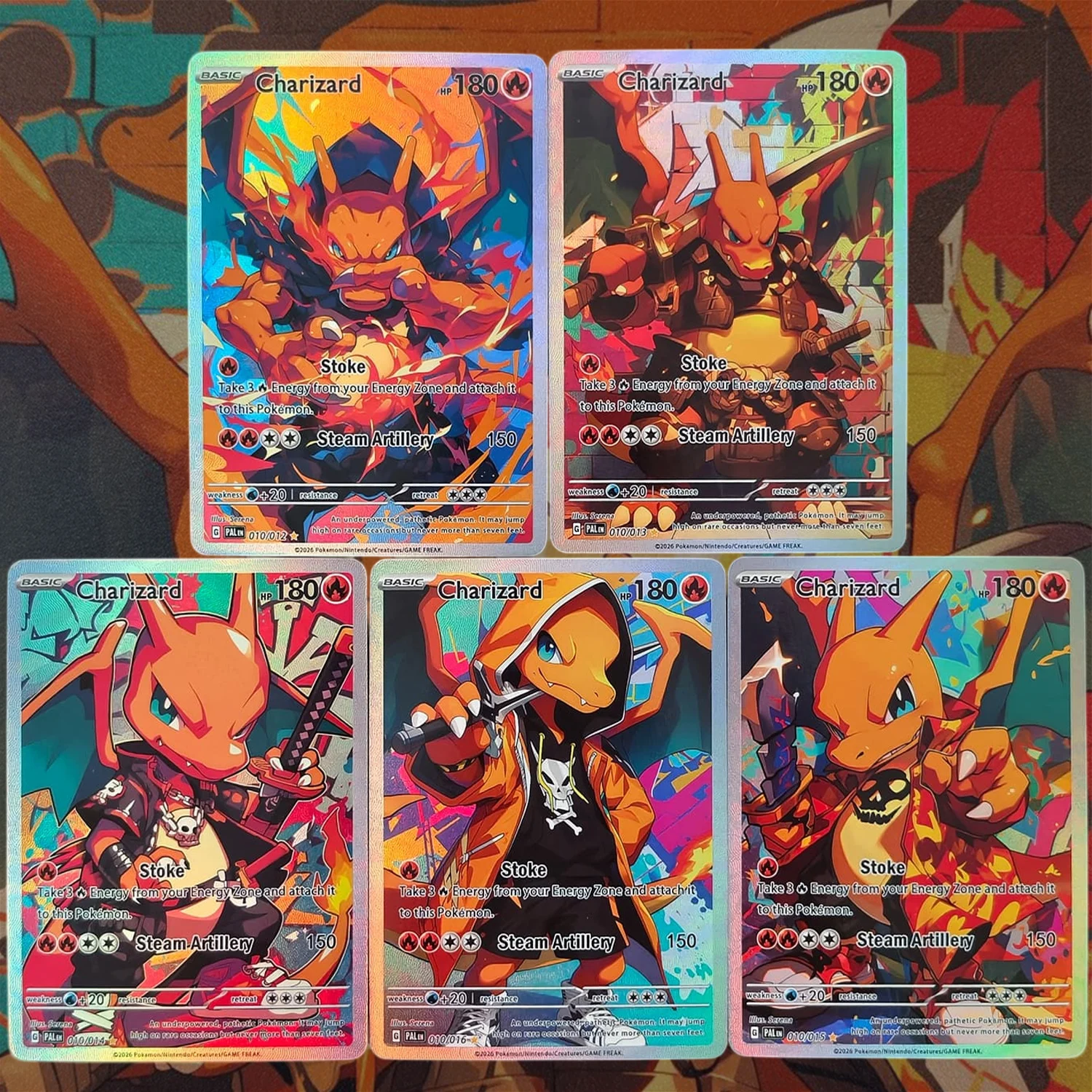Handgefertigte PTCG Pokemon Samurai-Stil Glurak Benutzerdefinierte Kunst-Karten Anime-Spiel Sammelkarten Spielzeug