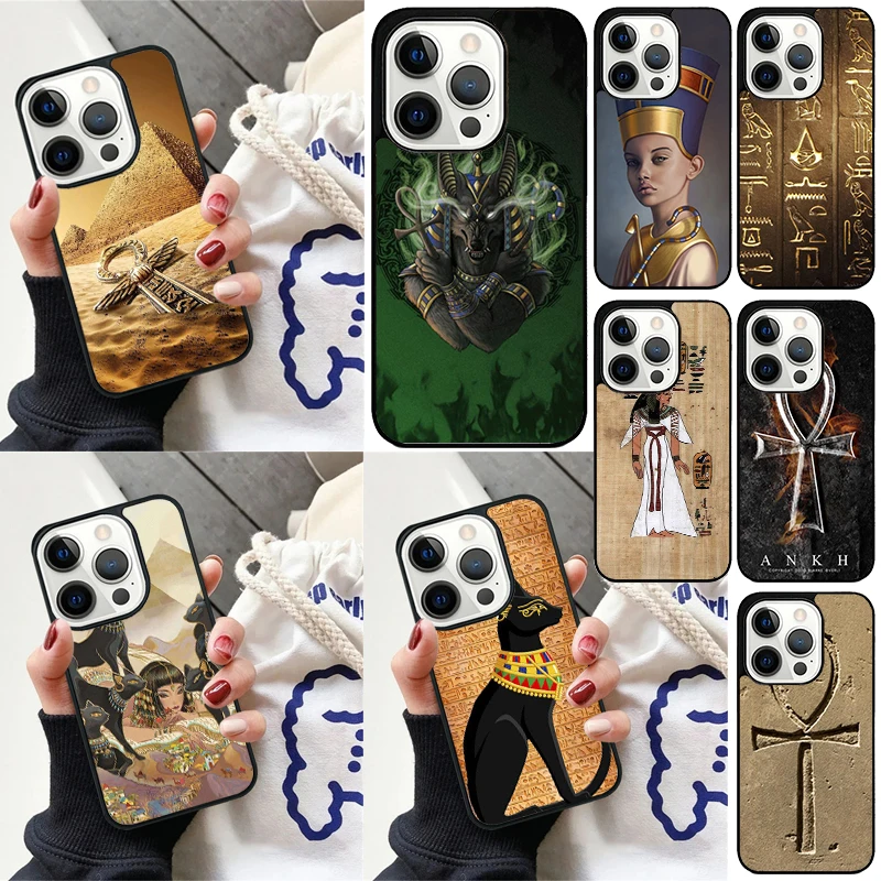 Egypt Nefertiti Anubis Ankh Cover For iPhone 16 13 14 15 Pro Max 12 Mini 11 15 Pro Max 6 7 8 Plus Max SE 2020 Phone Case