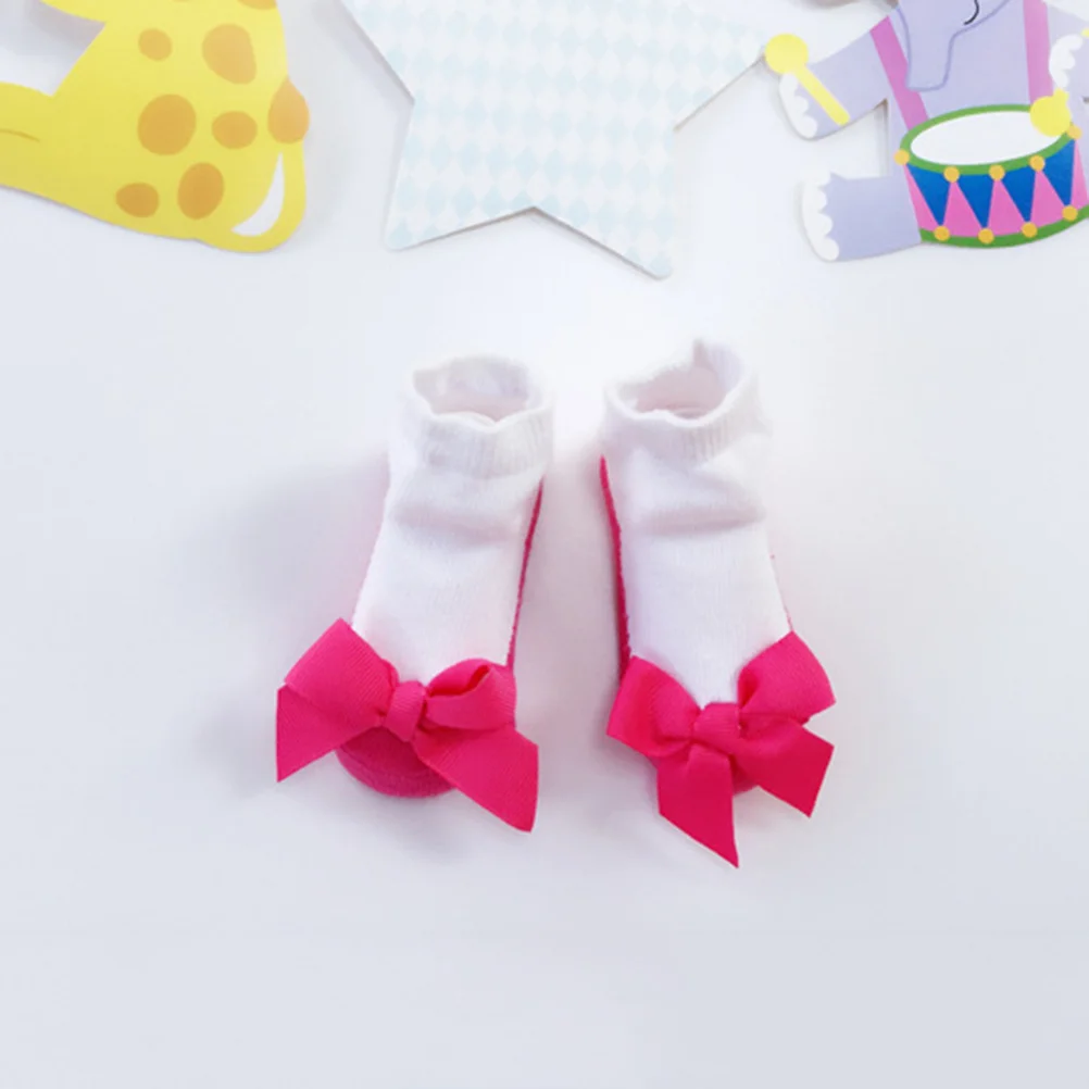 

Newborn Baby Girl Bowknot Socks Rose Red Cotton Soft Breathable Infant Anklet for Play Special Occasions Baby Infant Socks
