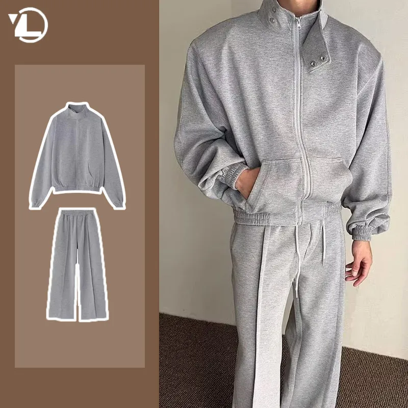 Casual Sports Mens Suit 2024 Spring Korean Street Fashion Couple Two-piece Set Daily Comfortable Outdoors Running Tracksuit