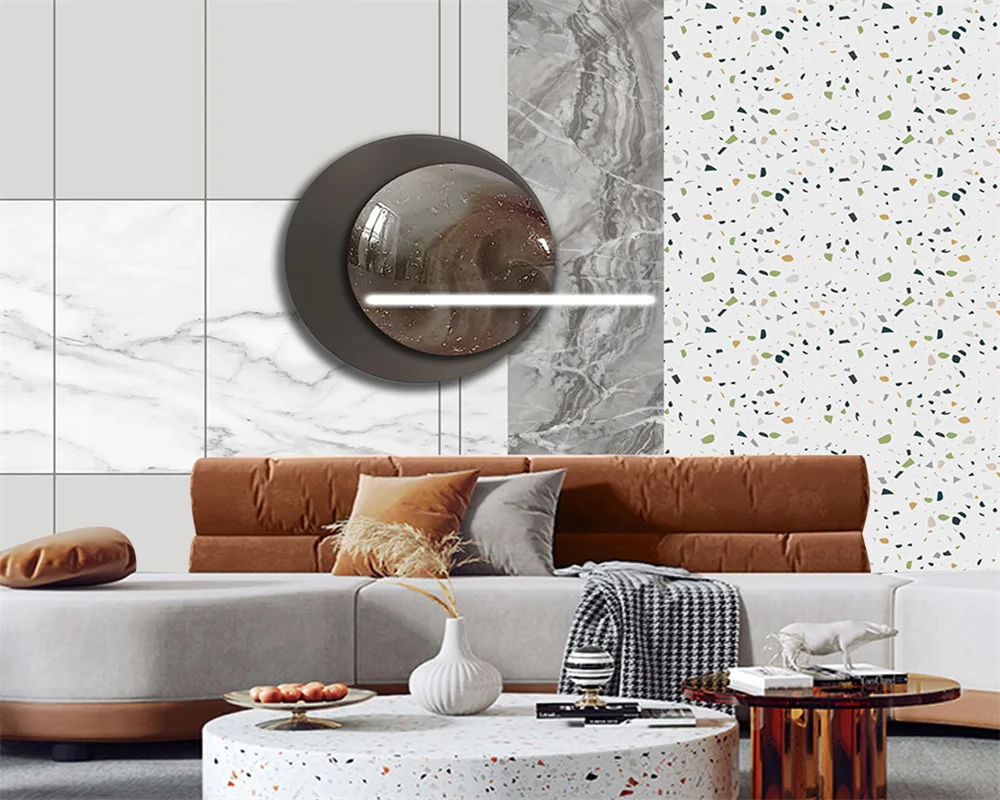 beibehang Customized modern  papel papid marble light luxury geometric three-dimensional terrazzo background wallpaper