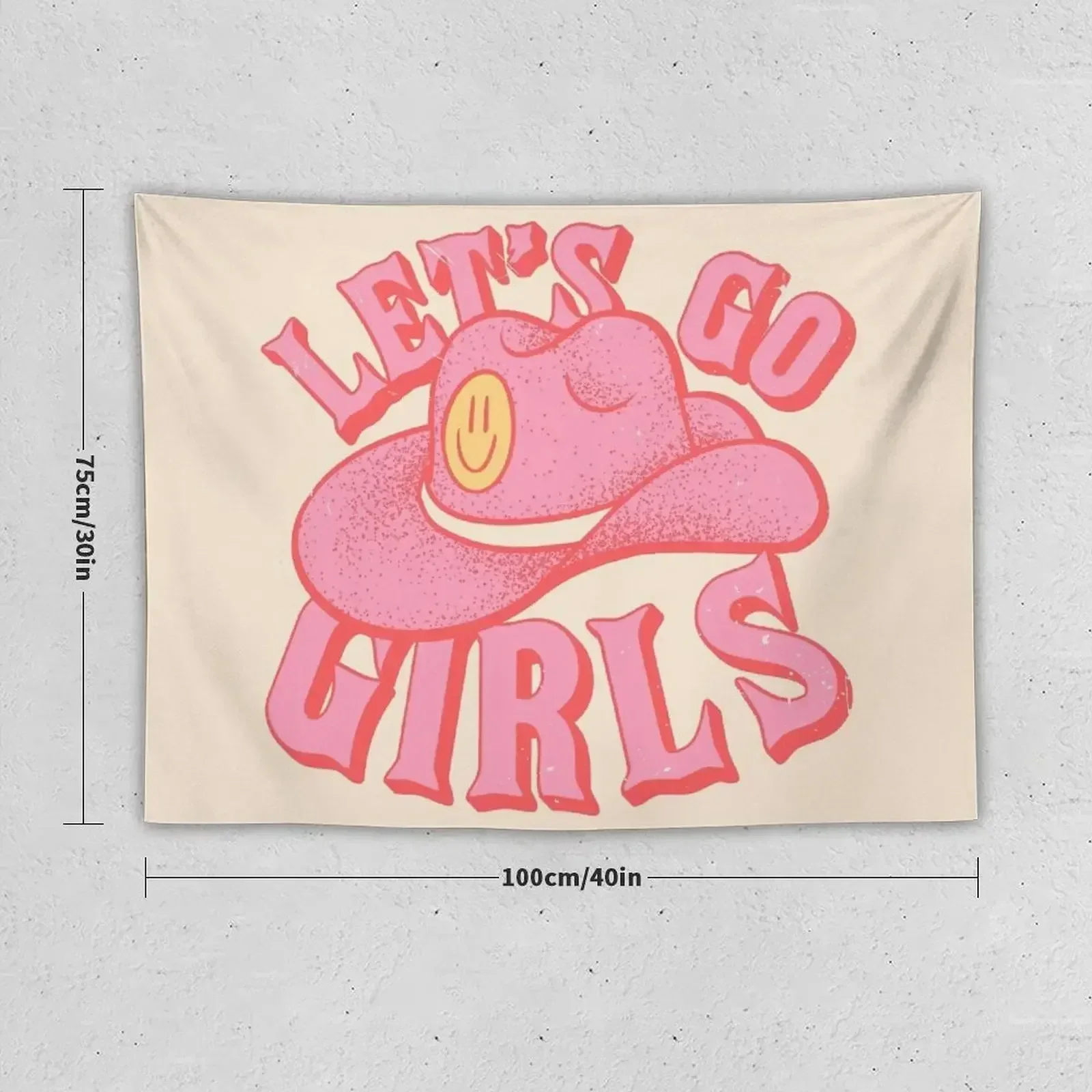 Let's Go Girls | Pink Cowboy Cowgirl Rodeo Hat Preppy Aesthetic Bachelorette Party | HOWDY Y'AL Tapestry Bedrooms Decor Tapestry