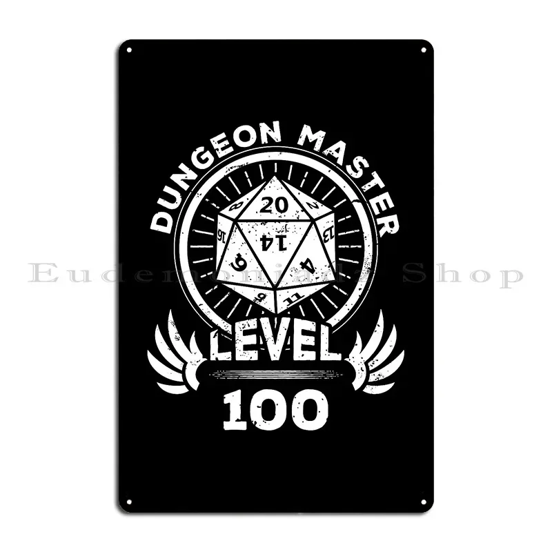 Level 100 Dungeon Master Rpg Gamer Gift Metal Plaque Cinema Living Room Customize Garage Painting Tin Sign Poster