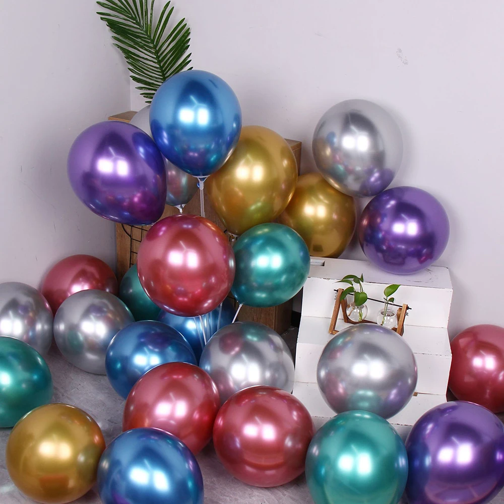 

50pcs Metal Gold Balloon Birthday Party Decoration Wedding Room Decor Baby Shower Silver Blue Purple Red Green Latex Balloon