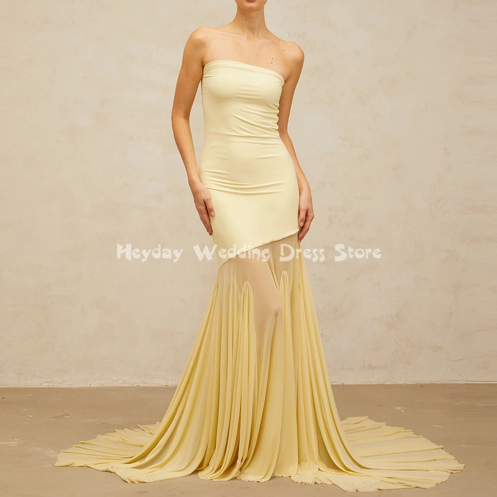 

Heyday Customized Women's Floor-Length Strapless Saudi Evening Dresses With Sleeveless Mermaid Court Train Elegant Dresses 2025