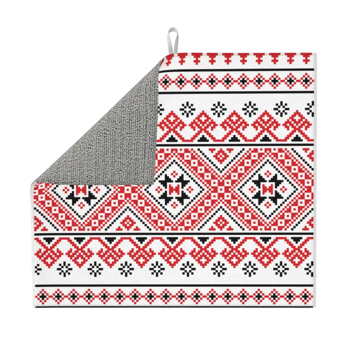 Custom Ukrainian Traditional Embroidery Dish Drying Mat for Kitchen Absorbent Quick Dry Vyshyvanka Microfiber Drainer Pads