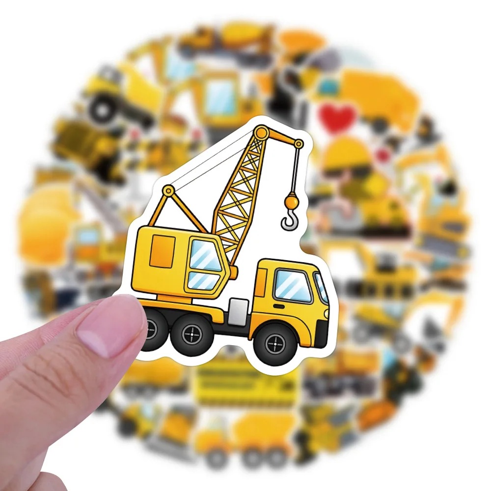 

55PCS Excavator Cartoon Creative Decoration Funny Graffiti Stickers DIY Pencil Box Luggage Guitar Waterproof Decal Kids Toy