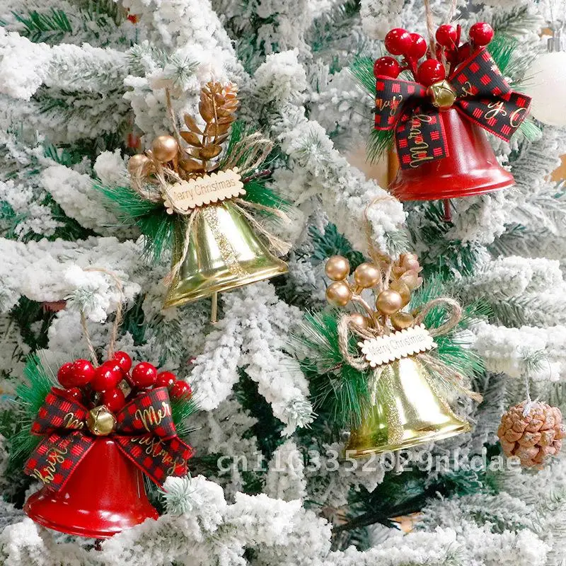 

Christmas Holiday Decoration Bow Bell Window Christmas Tree Pendant Handmade Accessories Metal Bell Pendant